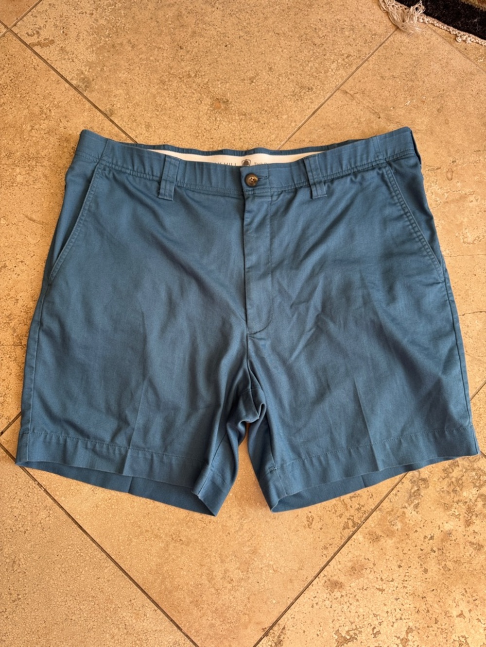 Men's Slate Blue Flat-Front Chino Shorts